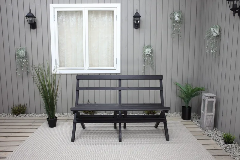 Larios Hagebenk 130 cm - Svart - Hagemøbler & utemiljø - Utesofa - Hagebenk & utebenk