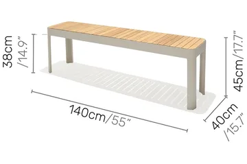 Portals Utebenk 143 cm - Hvit/Tre - Hagemøbler & utemiljø - Utesofa - Hagebenk & utebenk