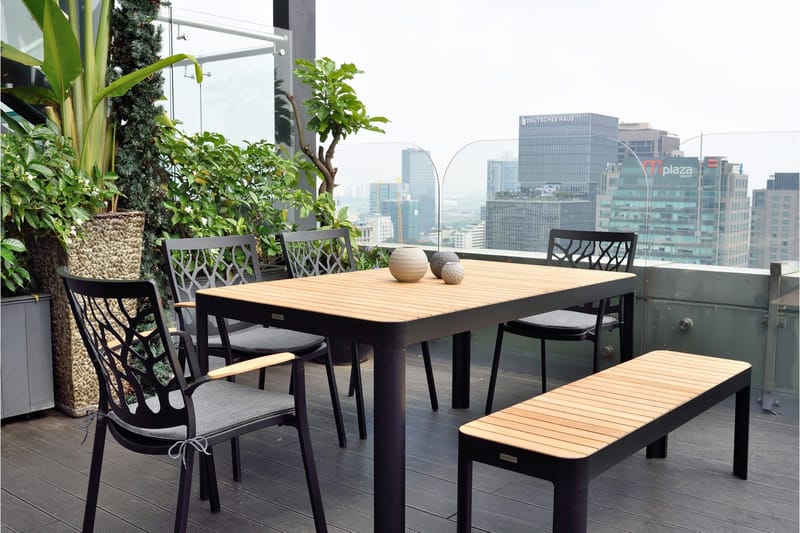 Portals Utebenk 143 cm - Svart/Tre - Hagemøbler & utemiljø - Utesofa - Hagebenk & utebenk