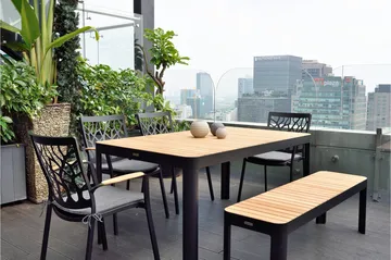 Portals Utebenk 143 cm - Svart/Tre - Hagemøbler & utemiljø - Utesofa - Hagebenk & utebenk