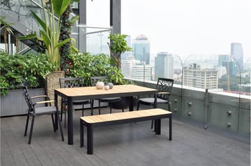 Portals Utebenk 143 cm - Svart/Tre - Hagemøbler & utemiljø - Utesofa - Hagebenk & utebenk