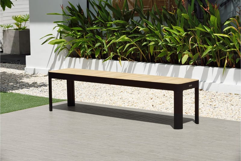 Portals Utebenk 182 cm - Svart/Tre - Hagemøbler & utemiljø - Utesofa - Hagebenk & utebenk