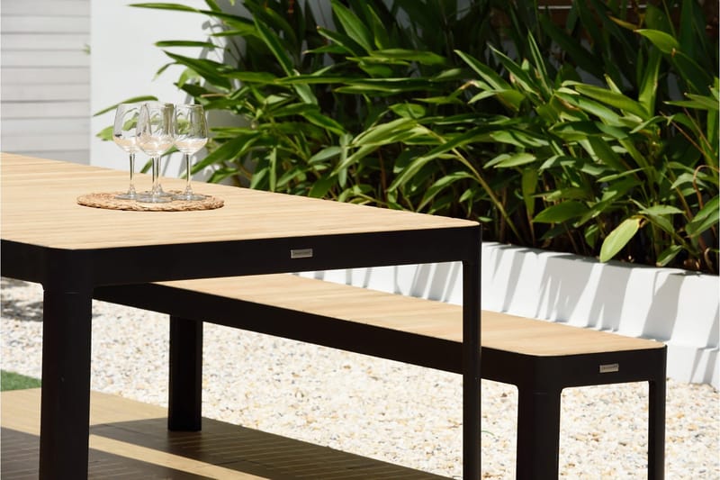 Portals Utebenk 182 cm - Svart/Tre - Hagemøbler & utemiljø - Utesofa - Hagebenk & utebenk