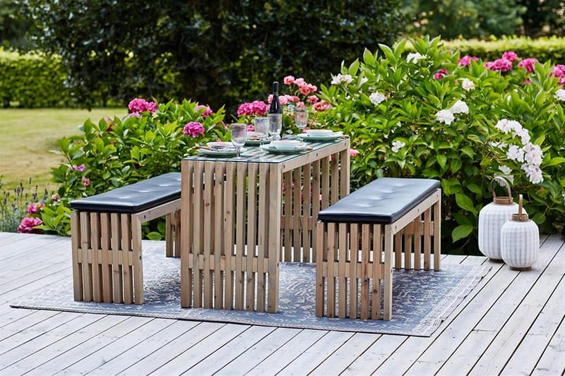 Rustikk Benk av Terrassebord Design 138x36x45 cm - Grå|Beige - Hagebenk & utebenk