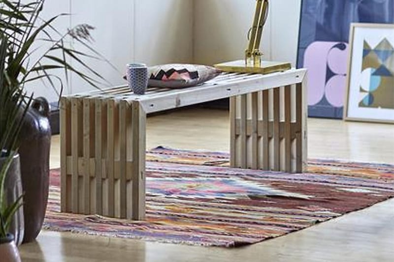 Rustikk Benk av Terrassebord Design 138x36x45 cm - Grå|Beige - Hagebenk & utebenk