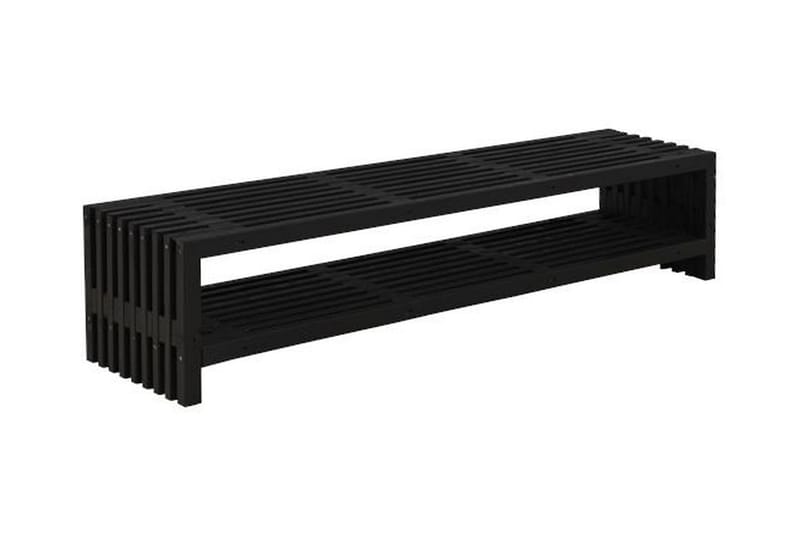 Rustikk benk Design av terrassebord 218x49x45cm m/hylle svar - Svart - Hagebenk & utebenk