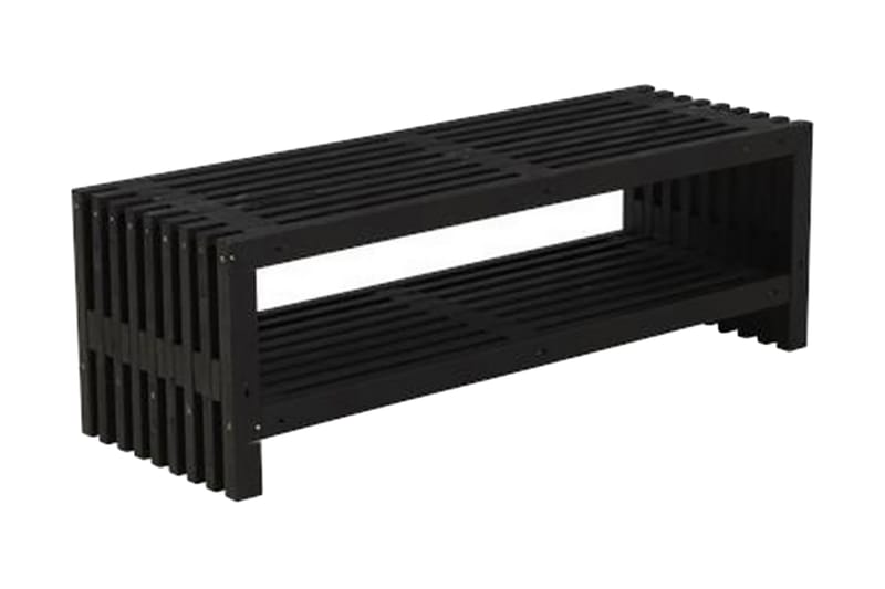 Rustikk benk Design av terrassebord138x49x45cm m/hylle svart - Grå - Hagebenk & utebenk