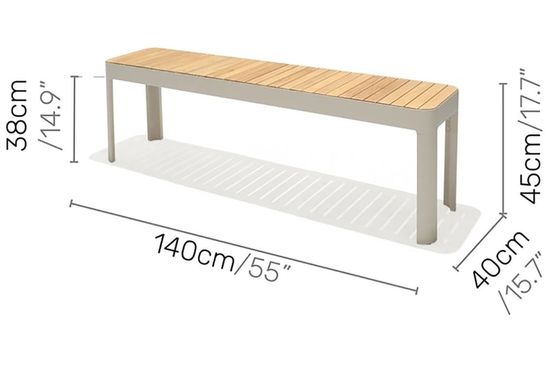 Utebenk Portals 143 cm - Hvit/Tre - Hagebenk & utebenk