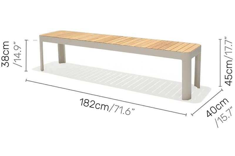 Utebenk Portals 182 cm - Hvit/Tre - Hagebenk & utebenk