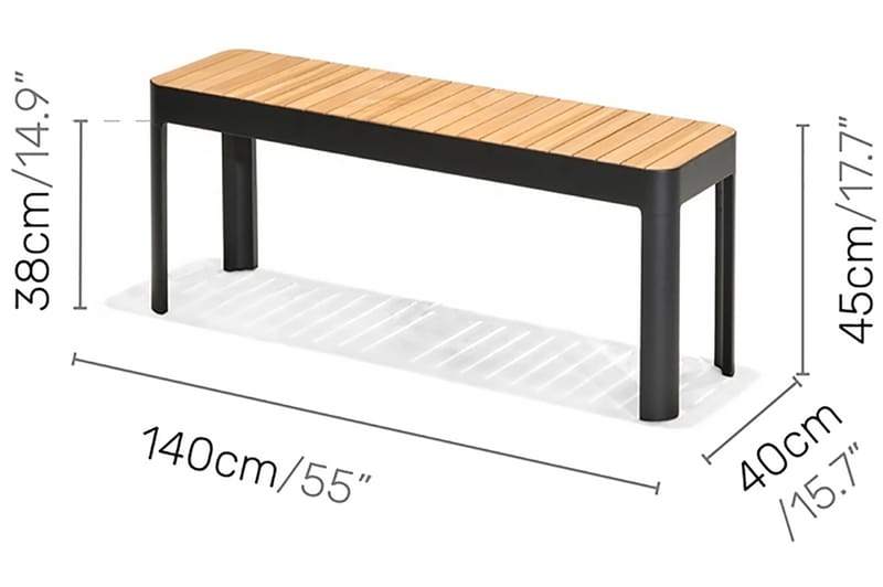 Utebenk Portals 143 cm - Svart/Tre - Hagebenk & utebenk