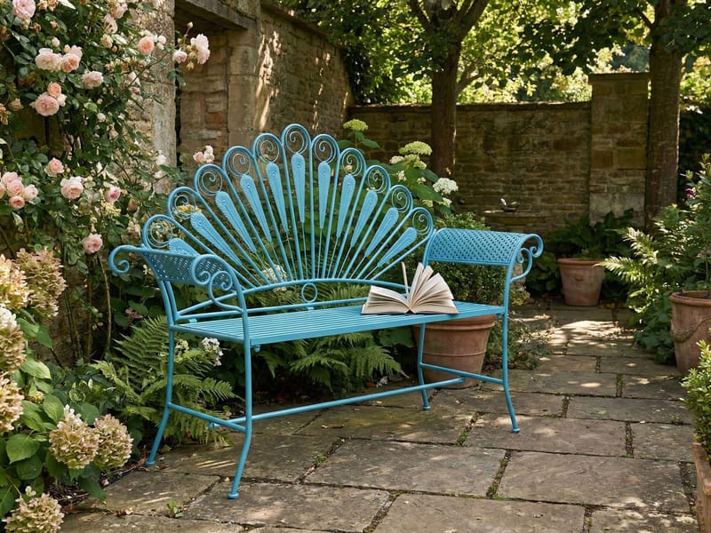 Hagebenk Pavia 146 cm Jern - Blå - Hagemøbler & utemiljø - Utesofa - Hagebenk & utebenk