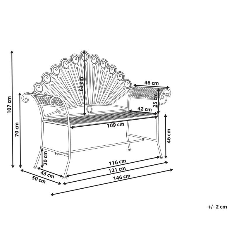 Hagebenk Pavia 146 cm Jern - Hvit - Hagemøbler & utemiljø - Utesofa - Hagebenk & utebenk