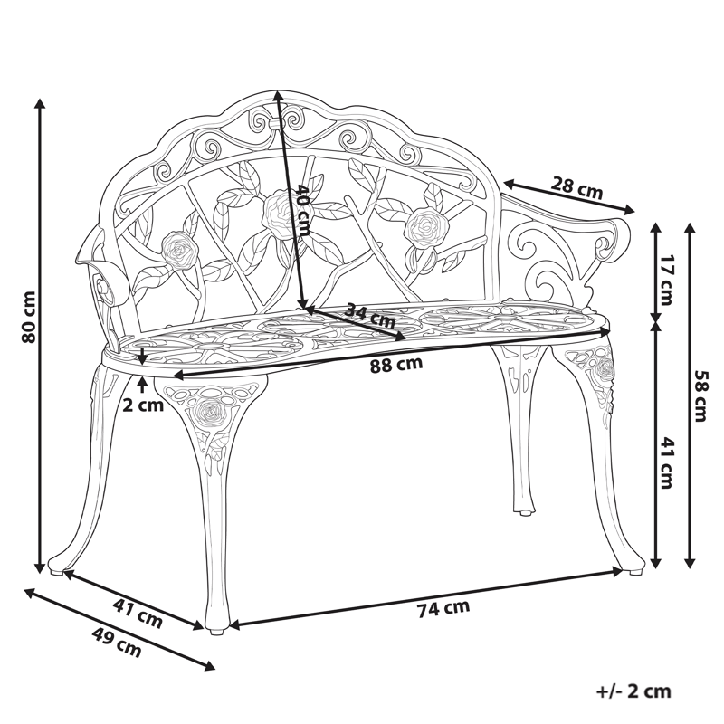 Hagebenk Piura 88 cm Aluminium - Brun - Hagemøbler & utemiljø - Utesofa - Hagebenk & utebenk