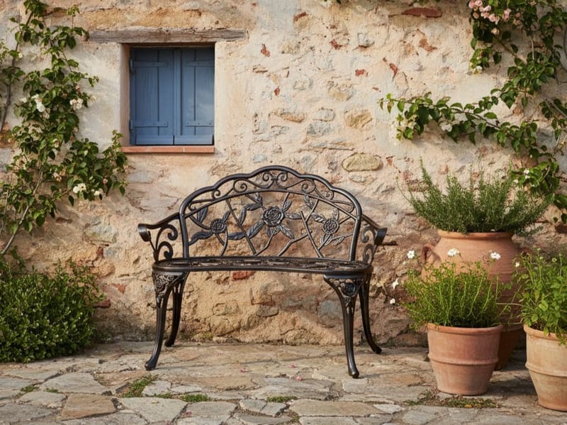 Hagebenk Piura 88 cm Aluminium - Brun - Hagemøbler & utemiljø - Utesofa - Hagebenk & utebenk