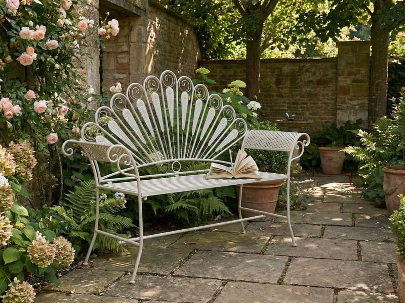 Hagebenk Pavia 146 cm Jern - Hvit - Hagemøbler & utemiljø - Utesofa - Hagebenk & utebenk