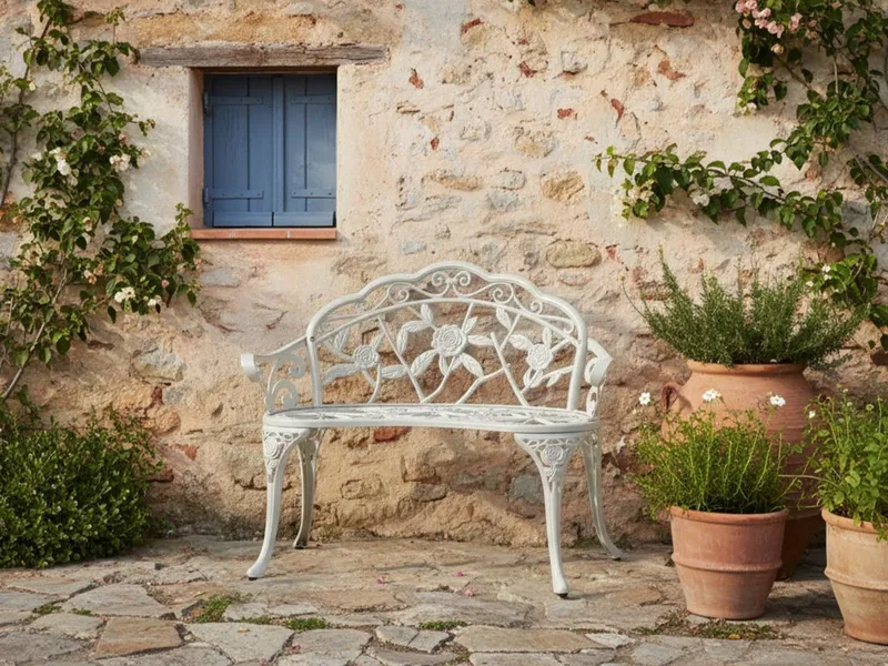 Hagebenk Piura 88 cm Aluminium - Hvit - Hagemøbler & utemiljø - Utesofa - Hagebenk & utebenk