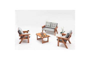 Hagesofa med 1 sete Zaron Grå / Valnøtt - Rødfarget tre/Grå - Hagemøbler & utemiljø - Loungemøbler - Loungestol utendørs