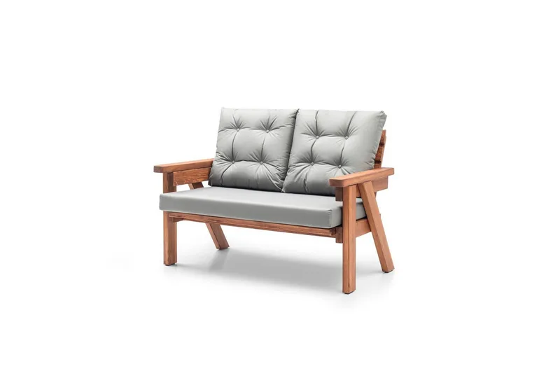 Hagesofa med 2 seter Zaron Grå / Valnøtt, Grå / Valnøtt