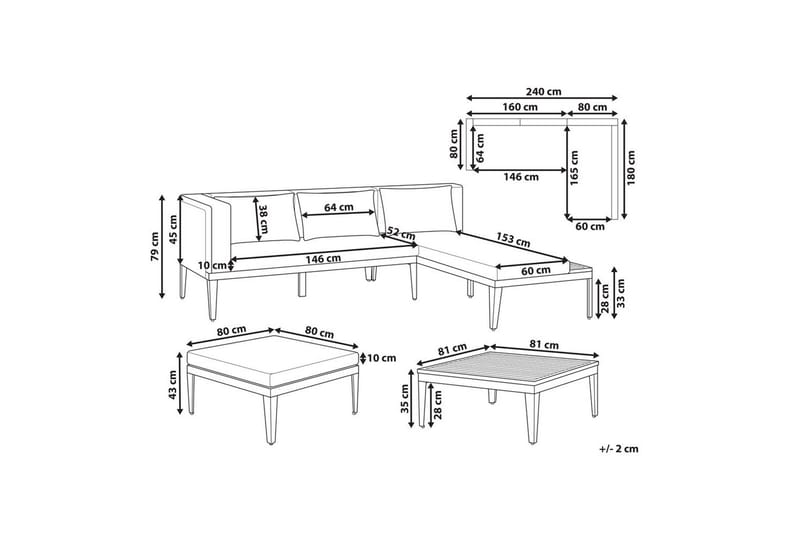 Hagesofagruppe med bord 3-seters Bracciano - Hagemøbler & utemiljø - Loungemøbler - Loungegrupper