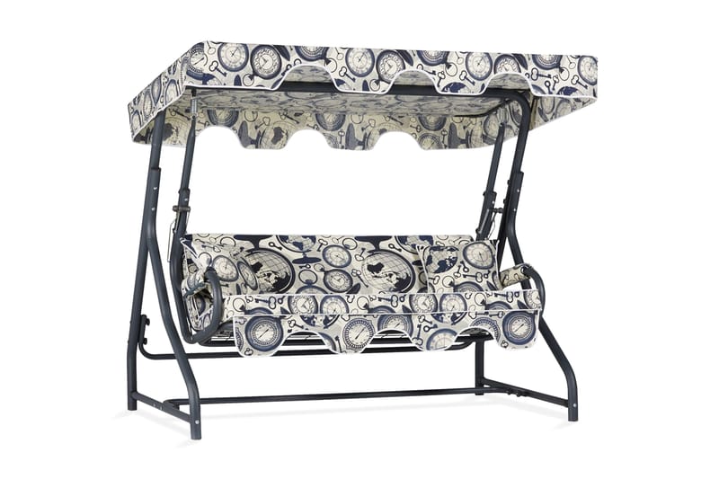 Gowanda 3-seters Hammock med Tak - Blå/Hvit/Grå - Hagemøbler & utemiljø - Utesofa - Hammock