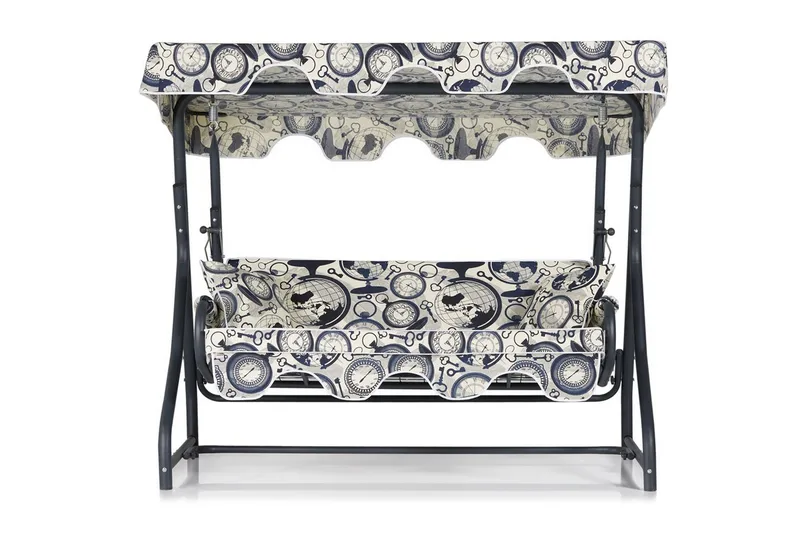 Gowanda 3-seters Hammock med Tak - Blå/Hvit/Grå - Hagemøbler & utemiljø - Utesofa - Hammock