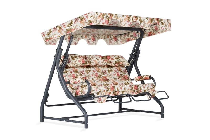 Icterina 3-seters Hammock med Tak - Blomstrete/Grå - Hagemøbler & utemiljø - Utesofa - Hammock