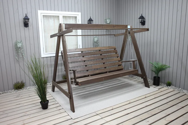 Pelle 3-seters Hammock uten tak, Brun