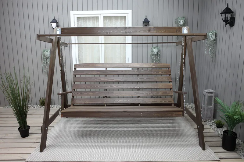 Pelle 3-seters Hammock uten tak - Brun - Hagemøbler & utemiljø - Utesofa - Hammock