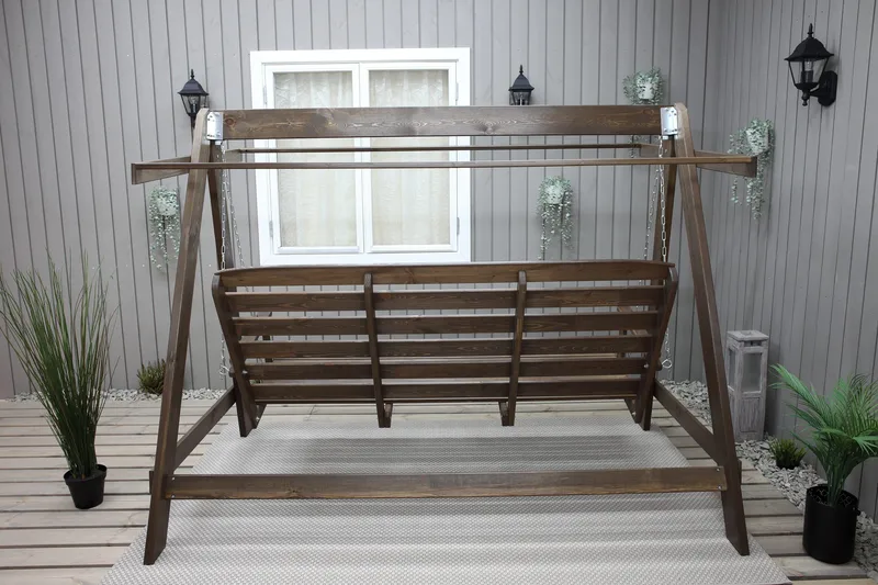 Pelle 3-seters Hammock uten tak - Brun - Hagemøbler & utemiljø - Utesofa - Hammock