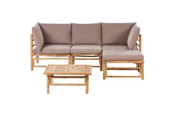 Hörnsoffa Beliani Cerreto Beige/ljust trä, 4-Sits Beige||Light wood - Hagemøbler & utemiljø - Loungemøbler - Loungegrupper