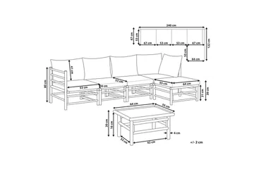 Hörnsoffa Beliani Cerreto Beige/ljust trä, 5-Sits White||Light wood - Hagemøbler & utemiljø - Loungemøbler - Loungegrupper