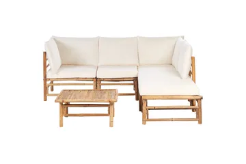 Hörnsoffa Beliani Cerreto Beige/ljust trä, 5-Sits White||Light wood - Hagemøbler & utemiljø - Loungemøbler - Loungegrupper