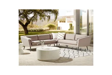 Hörnsoffa Beliani Loretello Beige/grå Beige||Grey - Hagemøbler & utemiljø - Utesofa - Hagesofa & hagebenk