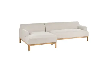 Hörnsoffa Beliani Sosjo Beige, ljust trä, Högervänd Beige||Light colored wood Left-faced - Møbler - Sofaer - Sofaer med sjeselong