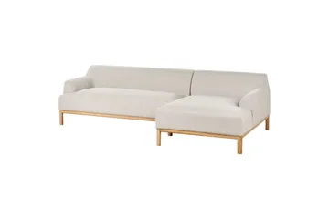 Hörnsoffa Beliani Sosjo Beige, ljust trä, Högervänd Beige||Light colored wood Right-faced - Møbler - Sofaer - Hjørnesofaer - Hjørnesofa med divan