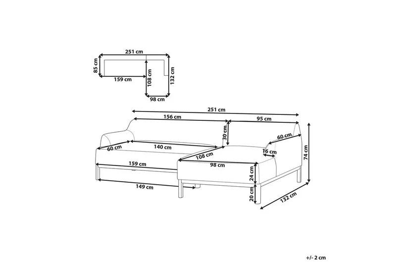 Hörnsoffa Beliani Sosjo Beige, ljust trä, Högervänd Beige||Light colored wood Right-faced - Møbler - Sofaer - Hjørnesofaer - Hjørnesofa med divan