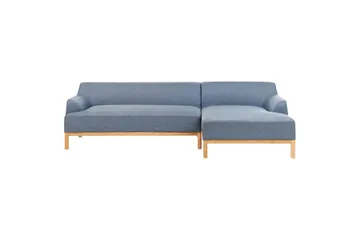Hörnsoffa Beliani Sosjo Beige, ljust trä, Högervänd blue||Light colored wood Right-faced