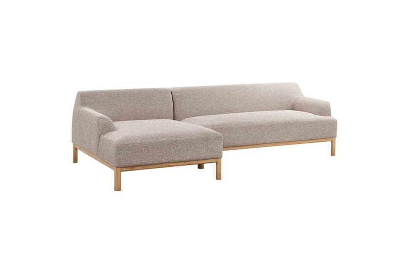 Hörnsoffa Beliani Sosjo Beige, ljust trä, Högervänd Brown||Light colored wood Left-faced - Møbler - Sofaer - Hjørnesofaer - Hjørnesofa med divan