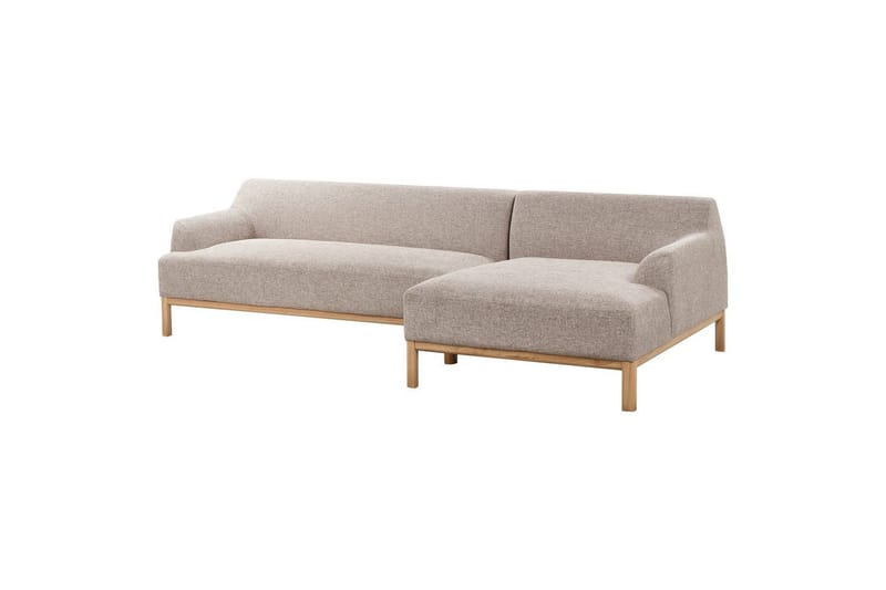 Hörnsoffa Beliani Sosjo Beige, ljust trä, Högervänd Brown||Light colored wood Right-faced - Møbler - Sofaer - Sofaer med sjeselong