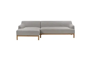 Hörnsoffa Beliani Sosjo Beige, ljust trä, Högervänd Grey||Light colored wood Left-faced