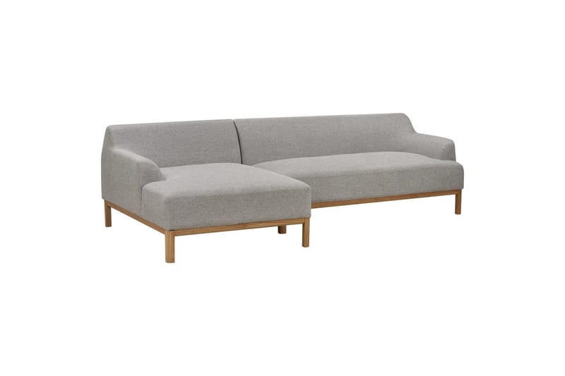 Hörnsoffa Beliani Sosjo Beige, ljust trä, Högervänd Grey||Light colored wood Left-faced - Møbler - Sofaer - Sofaer med sjeselong