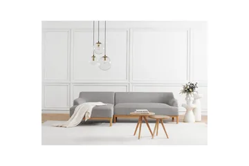 Hörnsoffa Beliani Sosjo Beige, ljust trä, Högervänd Grey||Light colored wood Left-faced - Møbler - Sofaer - Sofaer med sjeselong