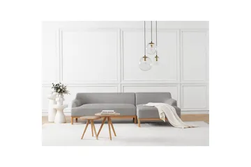 Hörnsoffa Beliani Sosjo Beige, ljust trä, Högervänd Grey||Light colored wood Right-faced - Møbler - Sofaer - Hjørnesofaer - Hjørnesofa med divan