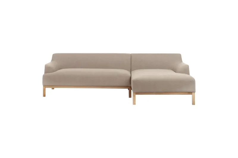 Hörnsoffa Beliani Sosjo Beige, ljust trä, Högervänd NO_BRAND Taupe Right-faced