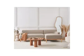 Hörnsoffa Beliani Sosjo Beige, ljust trä, Högervänd NO_BRAND Taupe Right-faced - Møbler - Sofaer - Hjørnesofaer - Hjørnesofa med divan