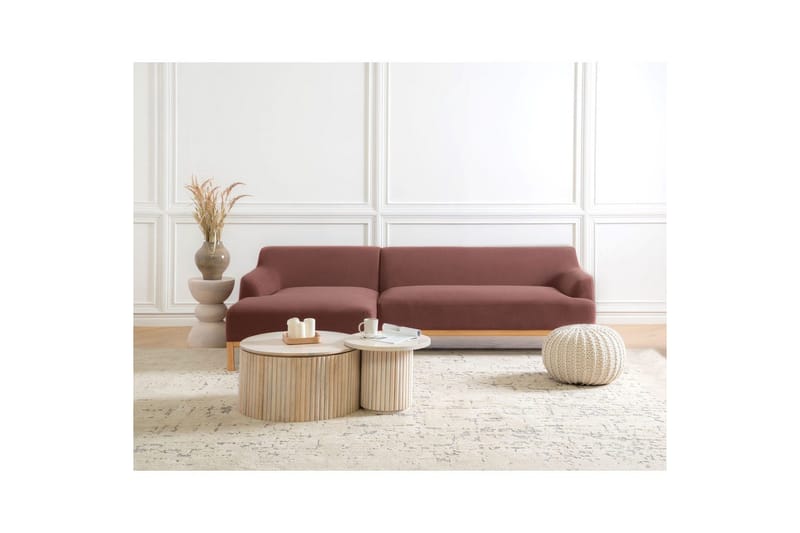 Hörnsoffa Beliani Sosjo Beige, ljust trä, Högervänd Red||Light colored wood Left-faced - Møbler - Sofaer - Hjørnesofaer - Hjørnesofa med divan