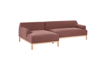 Hörnsoffa Beliani Sosjo Beige, ljust trä, Högervänd Red||Light colored wood Left-faced - Møbler - Sofaer - Hjørnesofaer - Hjørnesofa med divan