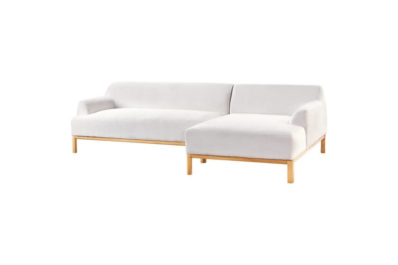 Hörnsoffa Beliani Sosjo Beige, ljust trä, Högervänd White||Light colored wood Right-faced - Møbler - Sofaer - Hjørnesofaer - Hjørnesofa med divan