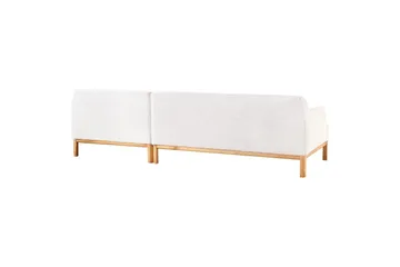 Hörnsoffa Beliani Sosjo Beige, ljust trä, Högervänd White||Light colored wood Right-faced - Møbler - Sofaer - Hjørnesofaer - Hjørnesofa med divan