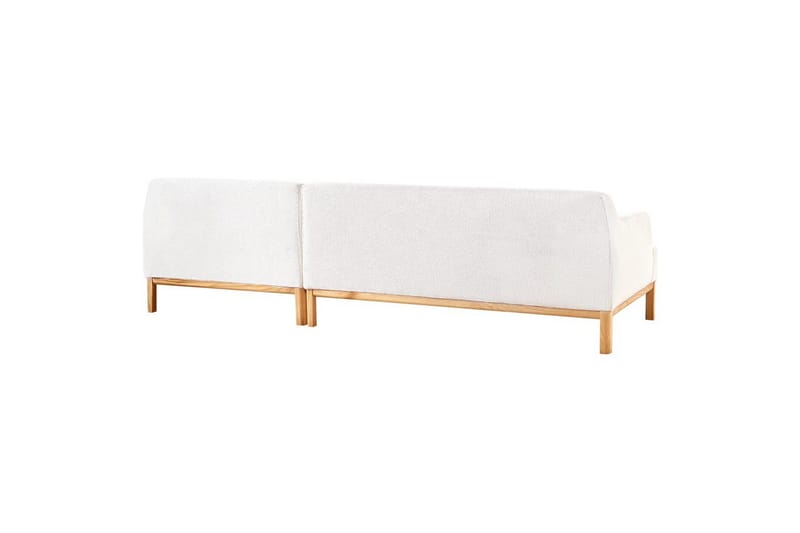 Hörnsoffa Beliani Sosjo Beige, ljust trä, Högervänd White||Light colored wood Right-faced - Møbler - Sofaer - Hjørnesofaer - Hjørnesofa med divan